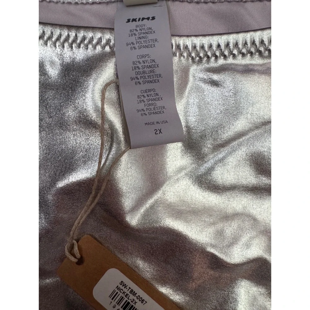 SKIMS‎ Metallic Swim Skimpy Side Tie Bottom Nickel / Sz 2X